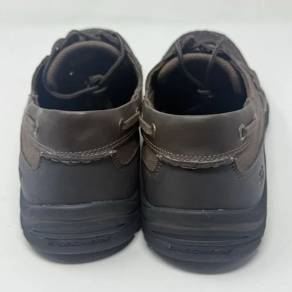Skechers Expected Gembel Boat Shoes Mens 13 Brown Leather Mocs Casual Comfort